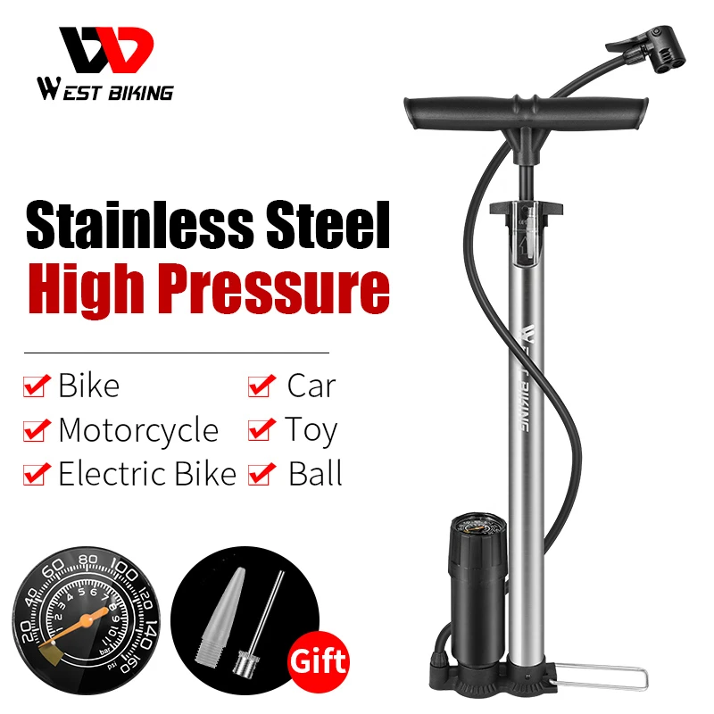 WEST BIKING 160PSI Cycling Foot Pump Schrader Presta Dunlop Universal