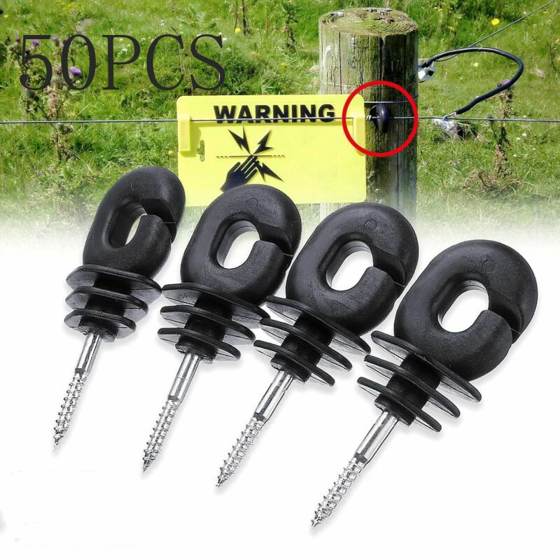 50pcs Electric Fence Offset Ring Insulator Fencing Screw In Posts Wire Safe Agricultural garden supplies accessories