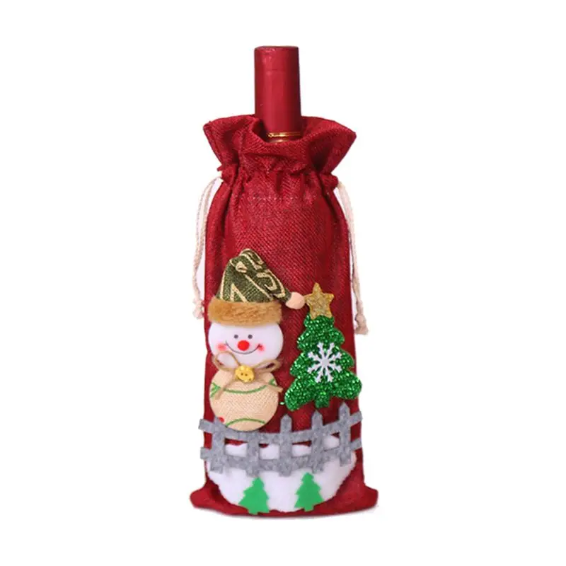 Рождество Санта Клаус Снеговик бутылки вина крышка кухня украшение на год Рождество ужин вечеринка - Цвет: R