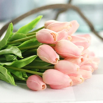 

1PCS Tulip Artificial Flower Real Touch Artificial Bouquet Fake Flower For Wedding Decoration Flowers Home Garen Christmas Decor