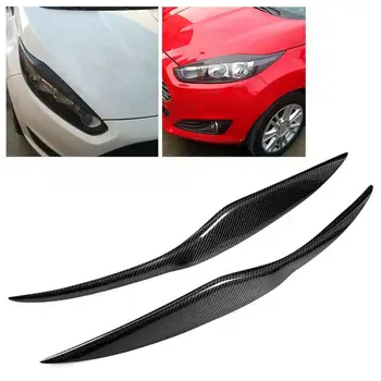 

2Pcs Headlight Eyebrow Eyelid Trim Car Carbon Fiber Fits for Ford Fiesta 2009 2010 2011 Chromium Styling Car-styling