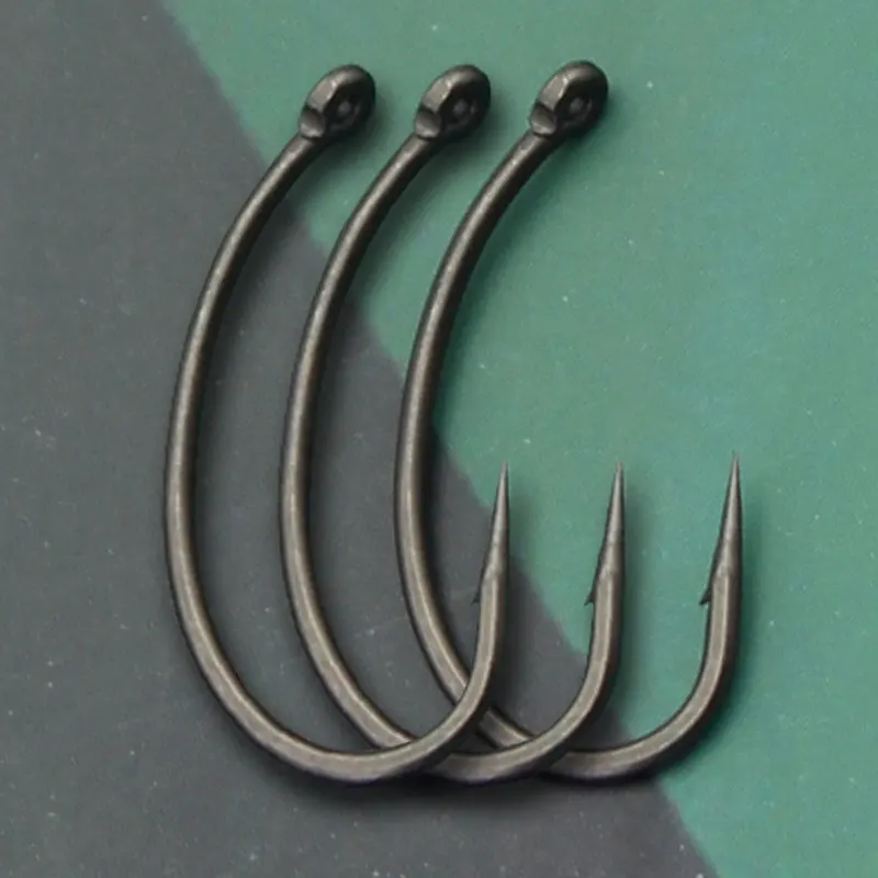 25PCSCarpFishingHookHighCarbonSteelBarbedHookCarpRigsPTFE