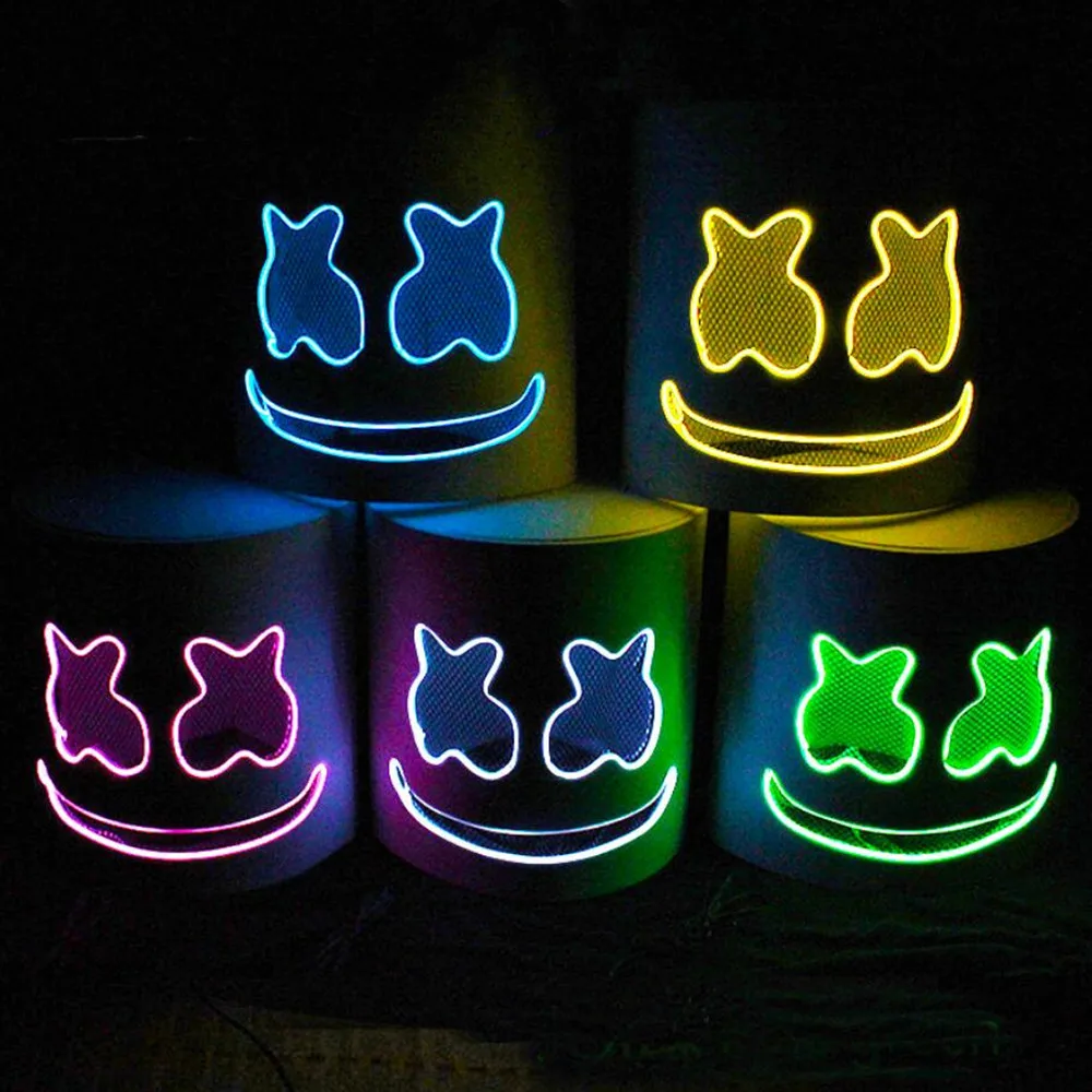 

DJ Marshmallo LED Mask Luminous Helmet DIY Bar Music Party Marshmello Masks Cosplay Props