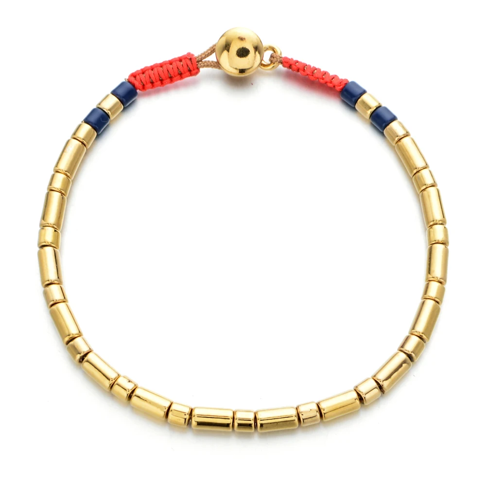 ZMZY, модный браслет с бусинами, Радужный Браслет с плиткой, богемные штабелируемые растягивающиеся браслеты, ювелирные изделия для женщин, подарки - Окраска металла: gold