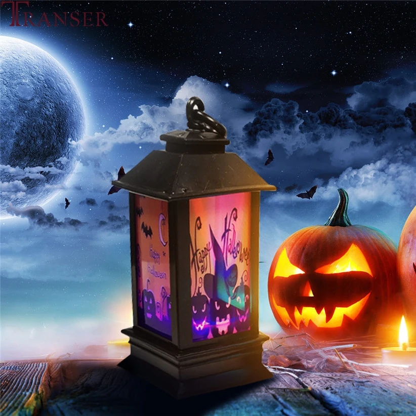 Transer Винтаж Черный Хэллоуин фонарь Подвесные светодиодные лампы для внутреннего наружного дома декоративные Хэллоуин реквизит 908