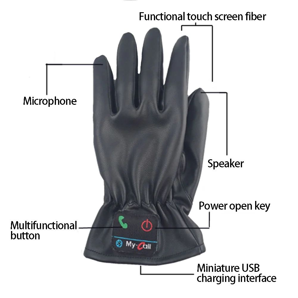 Из искусственной кожи перчатки с bluetooth перезаряжаемый, для мобильных телефонов Портативный вызов руки бесплатные перчатки