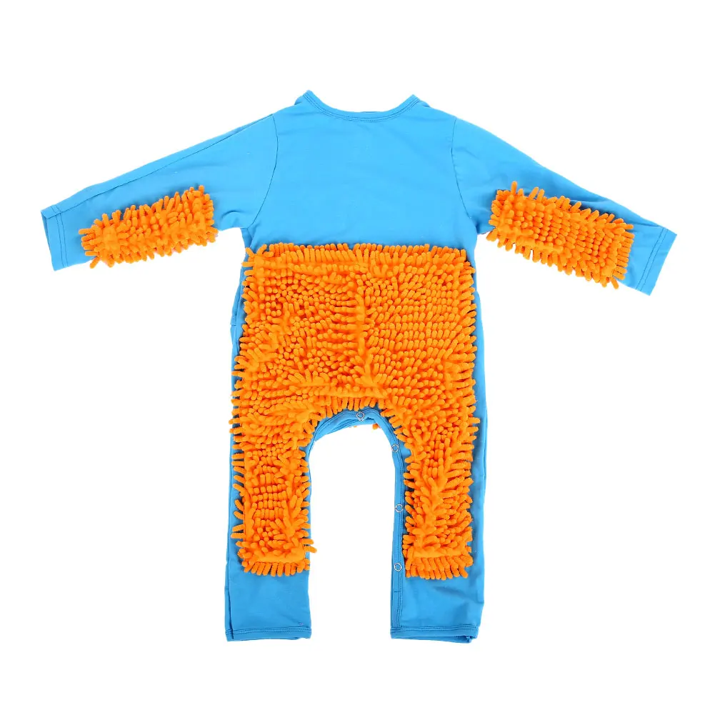 Blue and orange Детская швабра, Одежда для новорожденных, унисекс, комбинезон, креативный, милый, для уборки, Swob, милая, 4 размера, с длинным рукавом, домашняя одежда - Цвет: Blue and orange