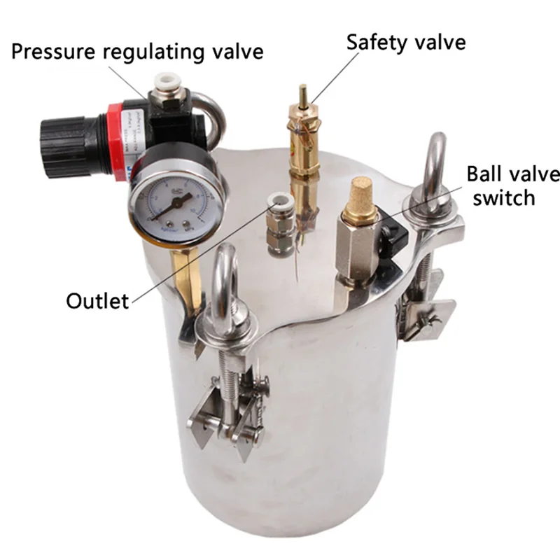 Dispensing Bucket 304 Stainless Steel Pressure Tank 1L-100L