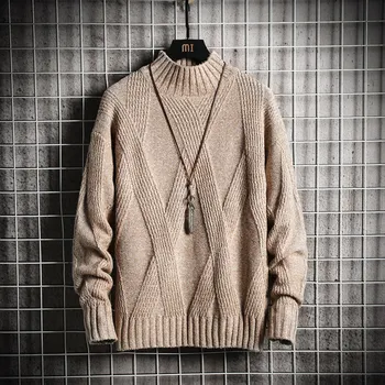 

Man Cotton Solid color Leisure Wild Round Neck Pullover Shirt Slim Fit Comfortable Long Sleeve Knitted Sweater Fast Delivery