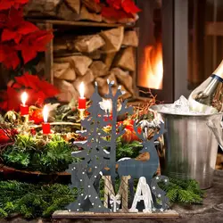 Сделай Сам деревянный Рождественский северный олень столешница украшения для дома офиса праздника вечеринок