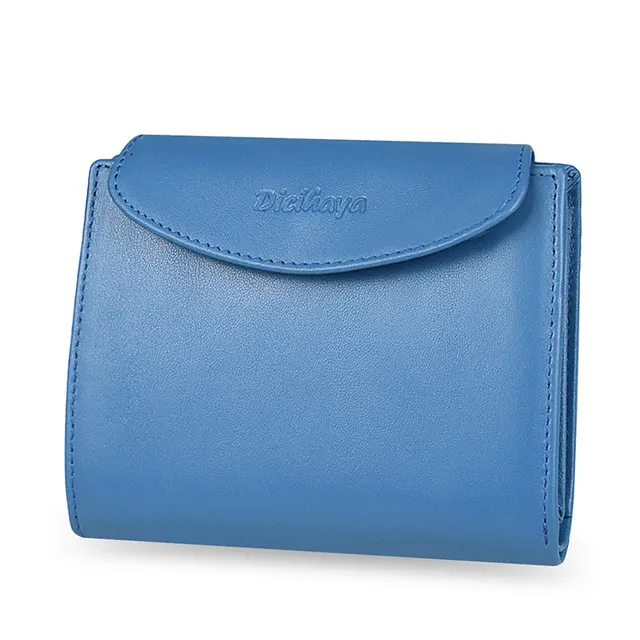 DICIHAYA Genuine Leather Women Wallet Coin Purse For Girls Female Small Portomonee Lady Purse Money Bag Card Holder Mini Clutch blue