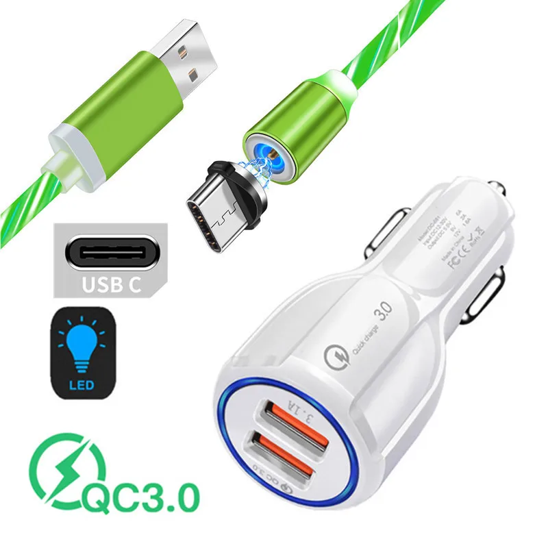 Для Samsung A51 A21s A8 S8 Быстрый usb Автомобильное зарядное устройство адаптер Магнитный