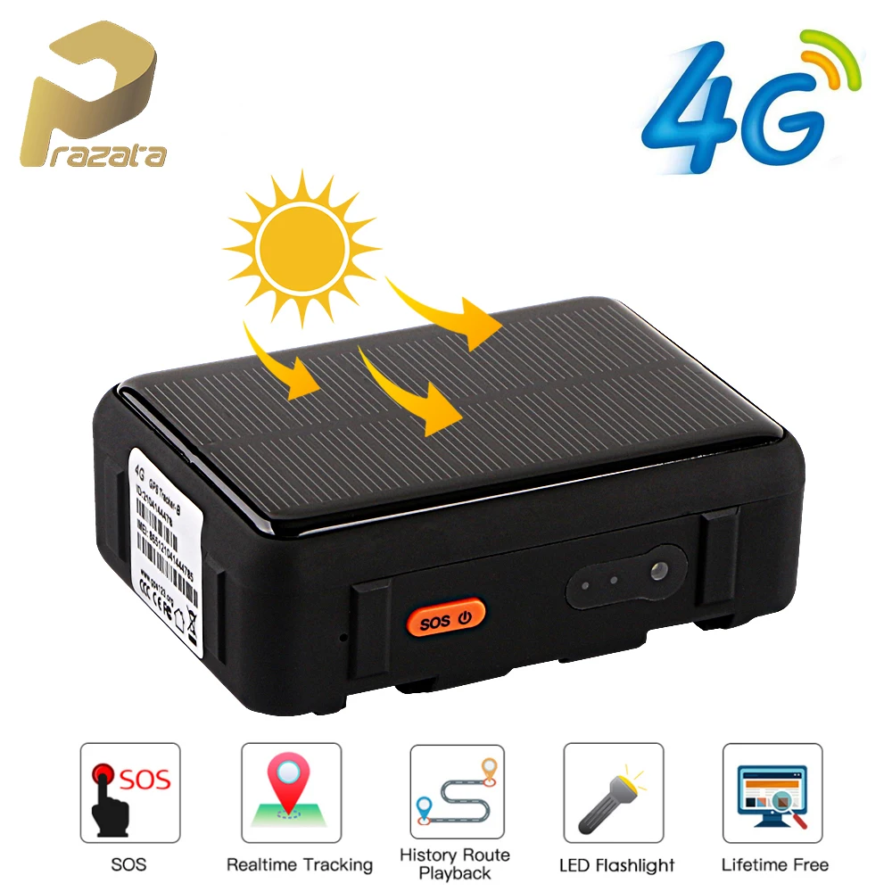 US $86.99 4G GPS Tracker Car Cow GPS Tracker Solar Tracker Waterproof For Boat Horse Remote Control SOS Voice Monitor LED Light Free APP