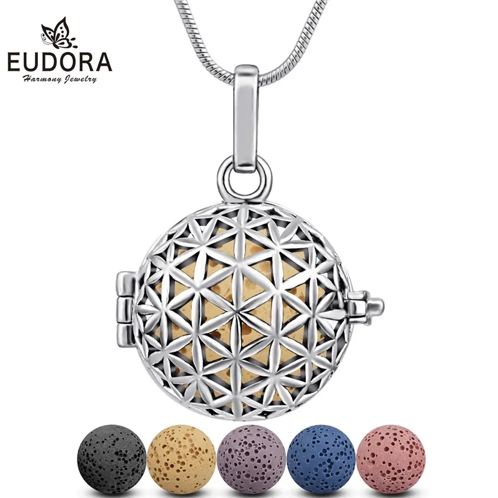 Eudora 18mm Aroma Diffuser Necklace Vintage Star Flower Open Locket