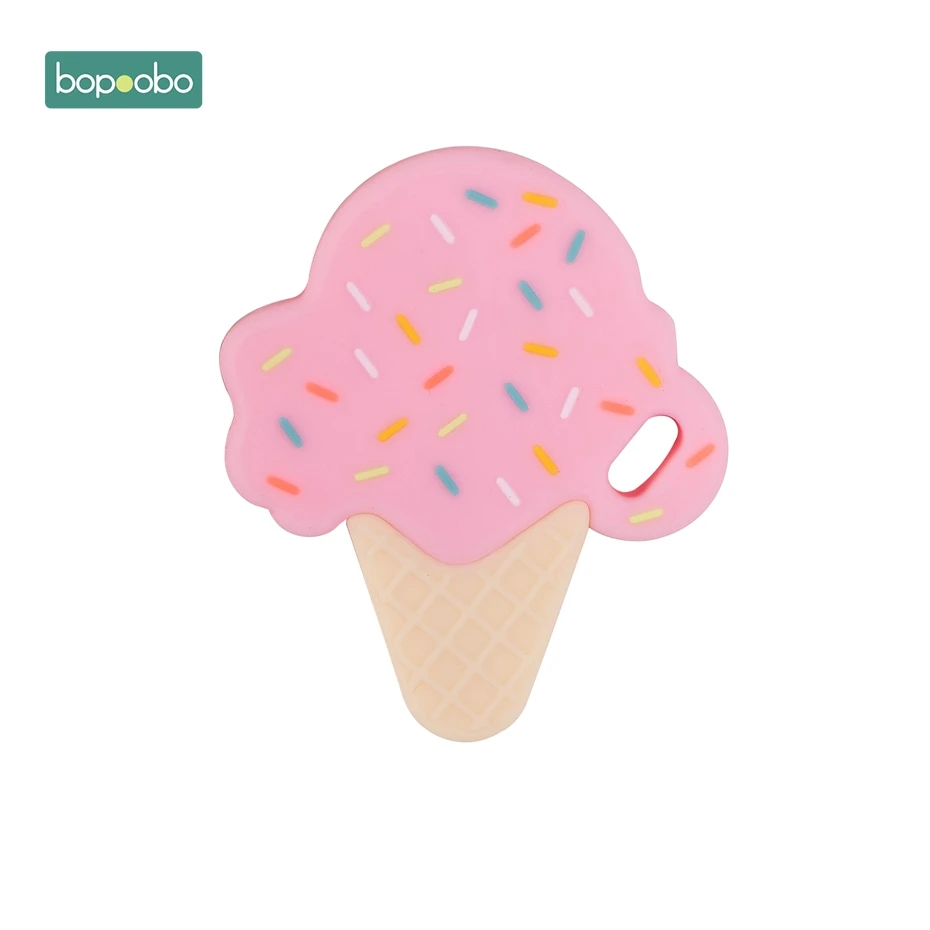 Pink-Ice Cream Bopobo 1 шт., детский прорезыватель, силиконовый, свинья, пищевой, Брод, Прорезыватель для кормления, прорезыватель, ожерелье, аксессуары, детские товары, безопасные игрушки - Цвет: Pink-Ice Cream