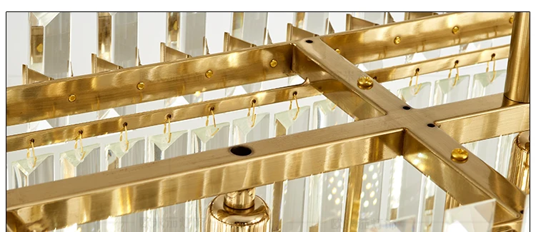 Postmodern minimalist rectangular light luxury crystal chandelier European creative living room dining room model room fashion