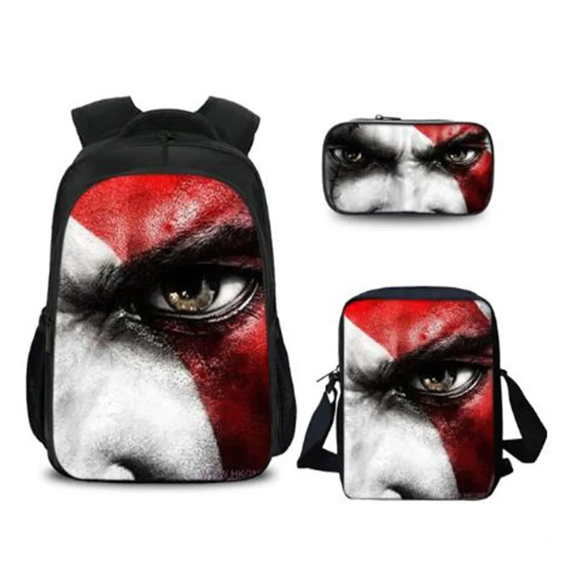 

3 Pcs/Set Game God of War 4 Kratos printed Children School Bags for Teenage Boy Girls Students Daily Backpack Mochila Escolar