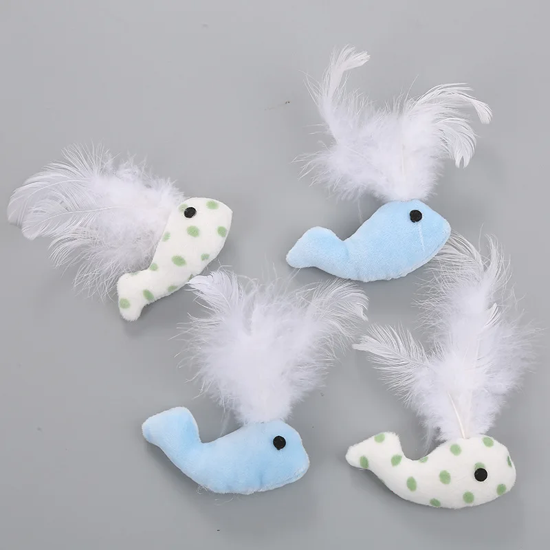HolidayLife Cute Cat Toys Plush Fur Toys Fresh Funny Super Soft Whale Feather Plush Cat Toy Interactive Cat Toy Pet Supplies