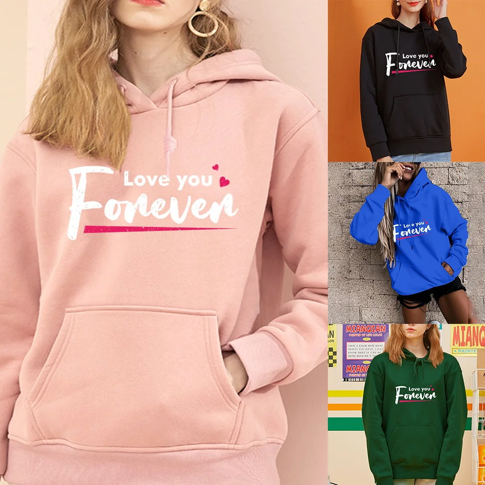 Women's Hoodie Loose Base Long Sleeve Top Oversized Pocket Hoodie English Phrase Print Base Sweatshirt Casual Pullover английские местоимения справочник мягк pocket english митрошкина т матица