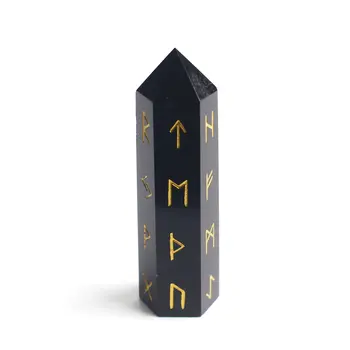 

1Pc Natural Rune Stones Wand Chakra Divination Rune Crystals Tower Shaped Pendant Gemstone Obelisk Healing Stone Home Decor