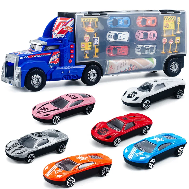 

Model Children Toy Car Model Hand Mop Head Music Container Road Signs Traffic Cognitive Alloy Car Toy