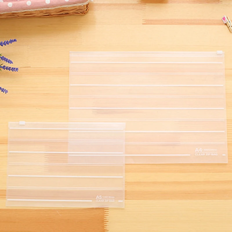 Storage Bag School Office Supply Transparent Loose Sheet Notebook Zipper Environment-friendly Transparent Abrasive File Bag