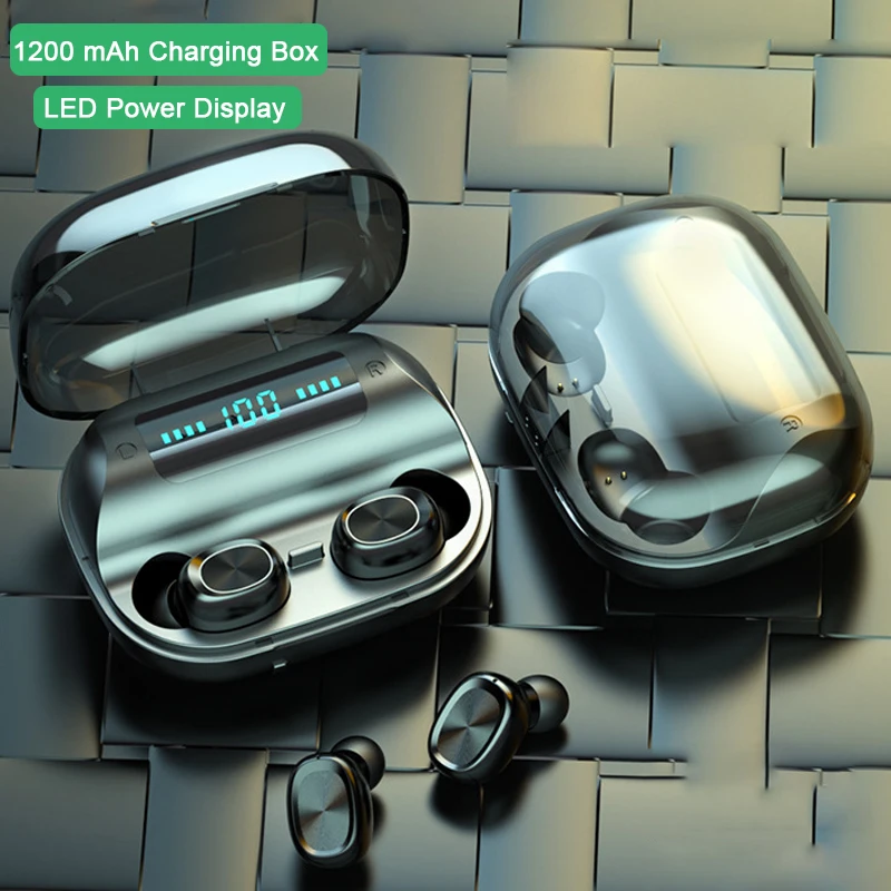 F10 TWS Drahtlose Kopfhörer 5,0 Touch Control Ohrhörer IPX7 Wasserdichte 9D Stereo Bluetooth Musik Headset 1200mAh Power Bank