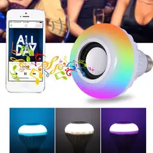 E27 sem fio bluetooth alto-falante 12w rgb lâmpada led 110v 220v inteligente conduziu a luz leitor de música áudio lâmpada regulável controle remoto