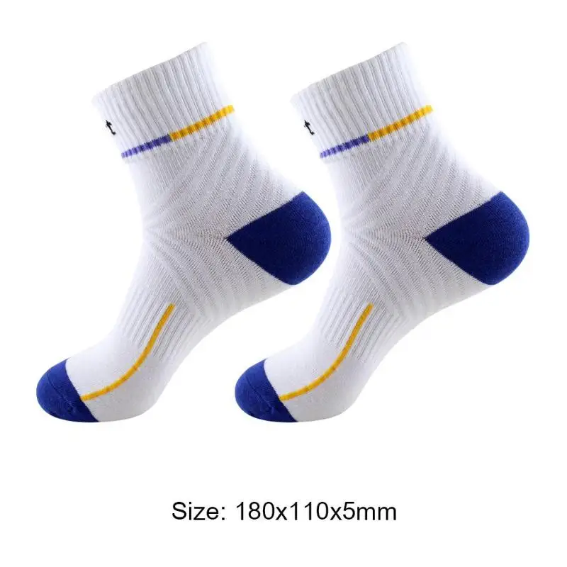 Прочные спортивные носки, дизайн, хит цвета, мужские носки для велоспорта, баскетбола, бега, комбинированные цветные спортивные носки для велосипеда - Цвет: WhiteBlue