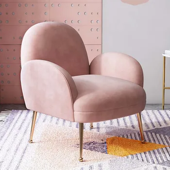 

Northern Europe Light Luxury Chair Metal Dressing Table Net Red Living Room Modern Simple Leisure Lazy Fabric Sofa Single