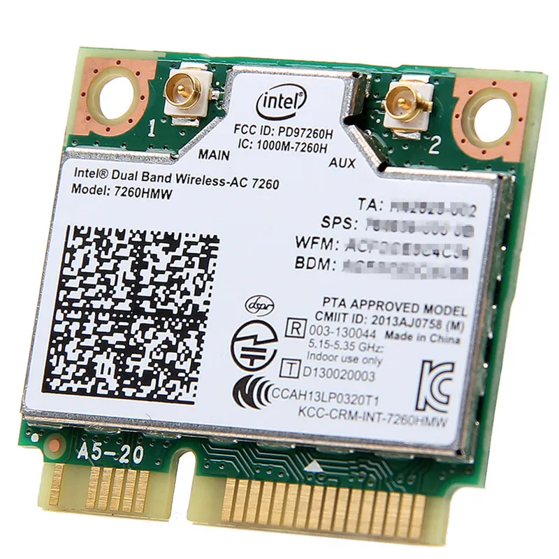 Двухдиапазонный 1200 Мбит/с 802.11ac Intel 7260HMW 7260AC 2,4G/5 ГГц Wlan Wi-Fi Bluetooth 4,0 Mini PCIe WiFi Беспроводная сеть PCIe карта