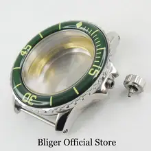 Высококачественный корпус часов 45 мм зеленый ободок подходят Miyota автоматические винты