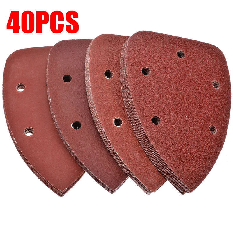  40pcs New Triangle Sanding Sheets Pads Sandpaper with 5 Holes for Grinding Tool Mayitr
