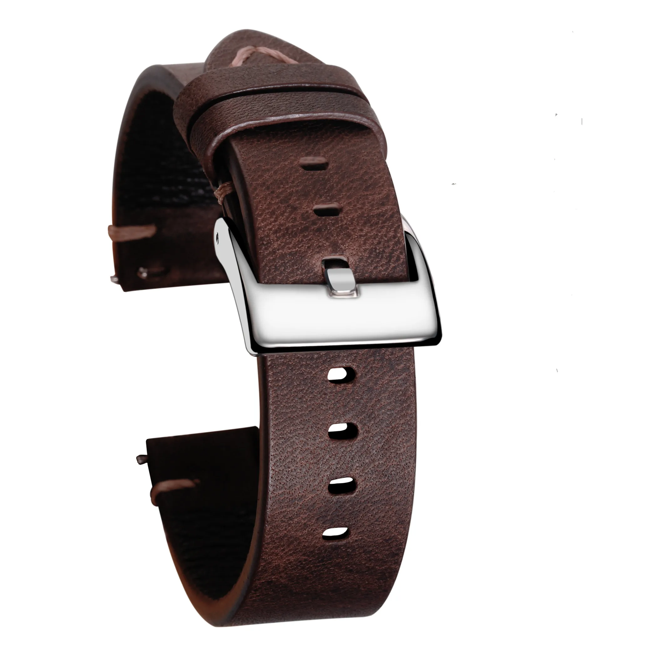 Hemsut Quick Release кожаный ремешок для часов ручной работы винтажный черный кожаный ремешок 18 мм 20 мм 22 мм - Цвет ремешка: SADDLE