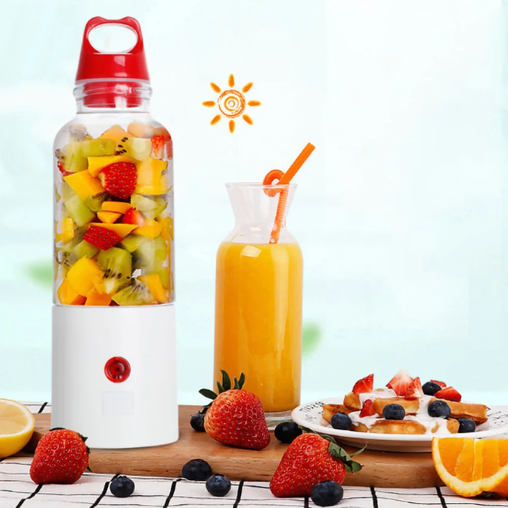 

6-Leaf Blade Electric Portable Blender Juicer Fruit Vegetable Juice Mixer Bottle Power Bank 500ml Citrus Orange Juice Maker Cup