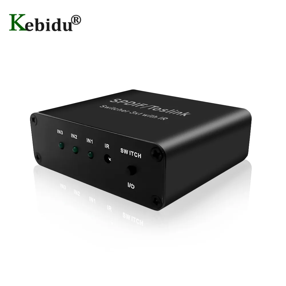 Цифровой оптический аудиовыключатель SPDIF Toslink 3X1 с ИК HD 3 в 1 выход Алюминиевый