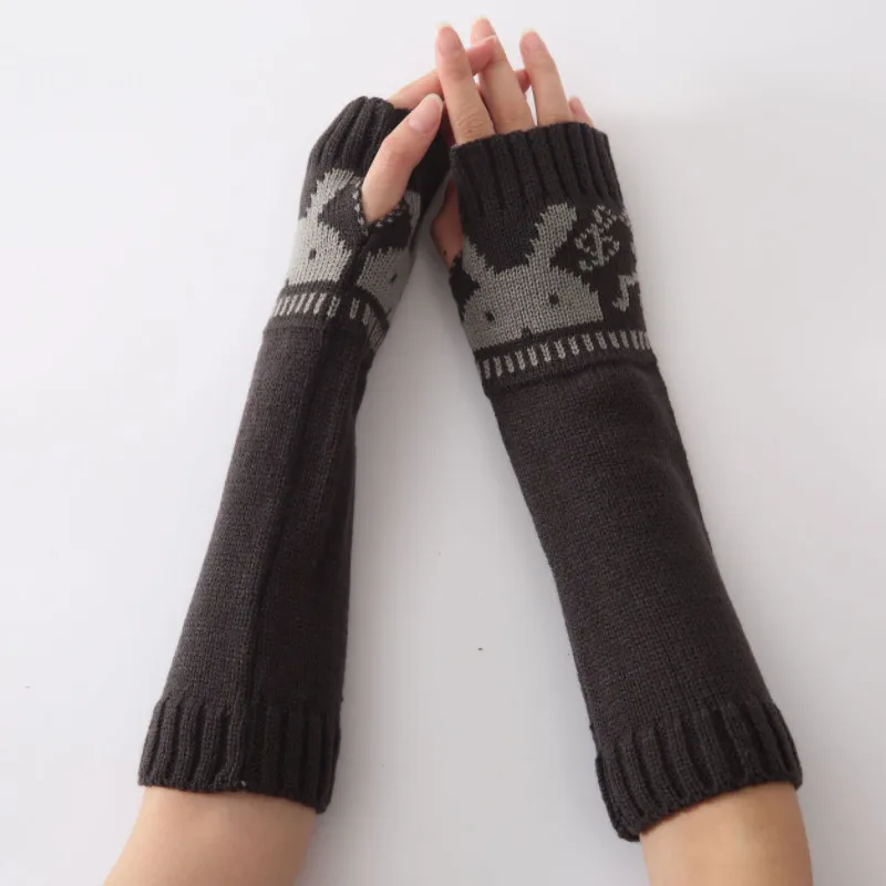 New Women Gloves Goth Clothes Winter Wrist Arm Warmer Skull Knitted Long Fingerless Gloves Mitten Halloween Fashion Girl Sleeve leather fingerless gloves mens