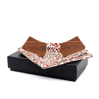 

Linbaiway Mens Wooden Bow Tie Set Women Handkerchief Bowtie Cravate Homme Noeud Paperon Gift for Mens Collar Wooden Bow Tie