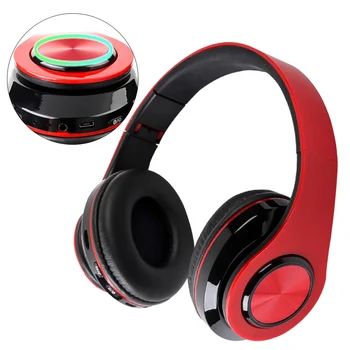 

Universal Wireless With Mic Travel Portable LED Colorful Lights Support MP3 TF Card Bluetooth Headset Noise Cancelling Over Ear