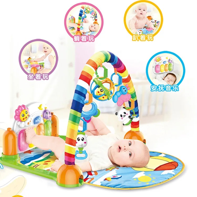 

Infant Fitness Rack Game Mat Multi-functional Music Harmonium 0-3-Year-Old ENLIGHTEN Toys with Remote Control