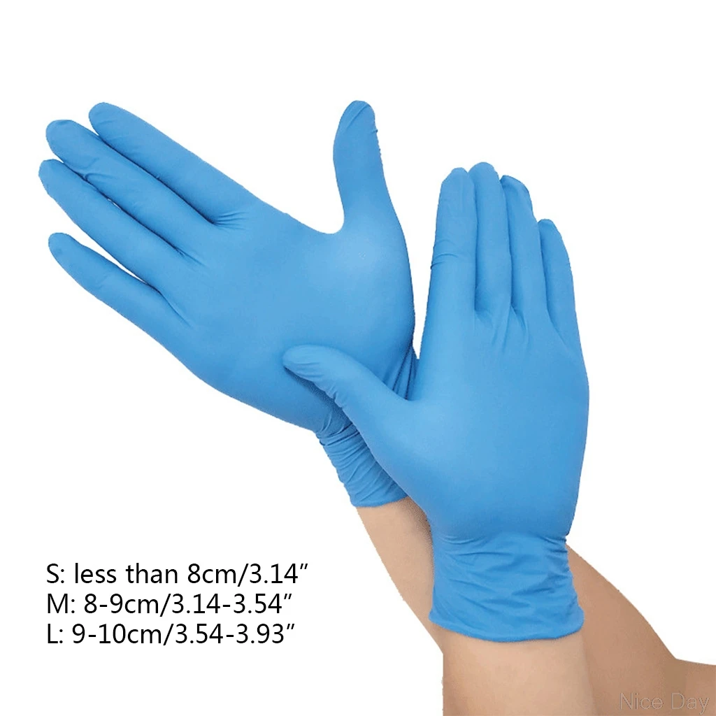 

100Pcs Disposable Nitrile Gloves Latex Free Non Sterile Stretch Thicken Mittens Blue A15 20 Dropship