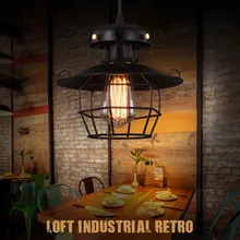 Lámpara de luz colgante de techo de jaula de Metal de estilo Industrial Vintage, gafas de sol, lámpara de jaula Retro, iluminación de alambre de Metal