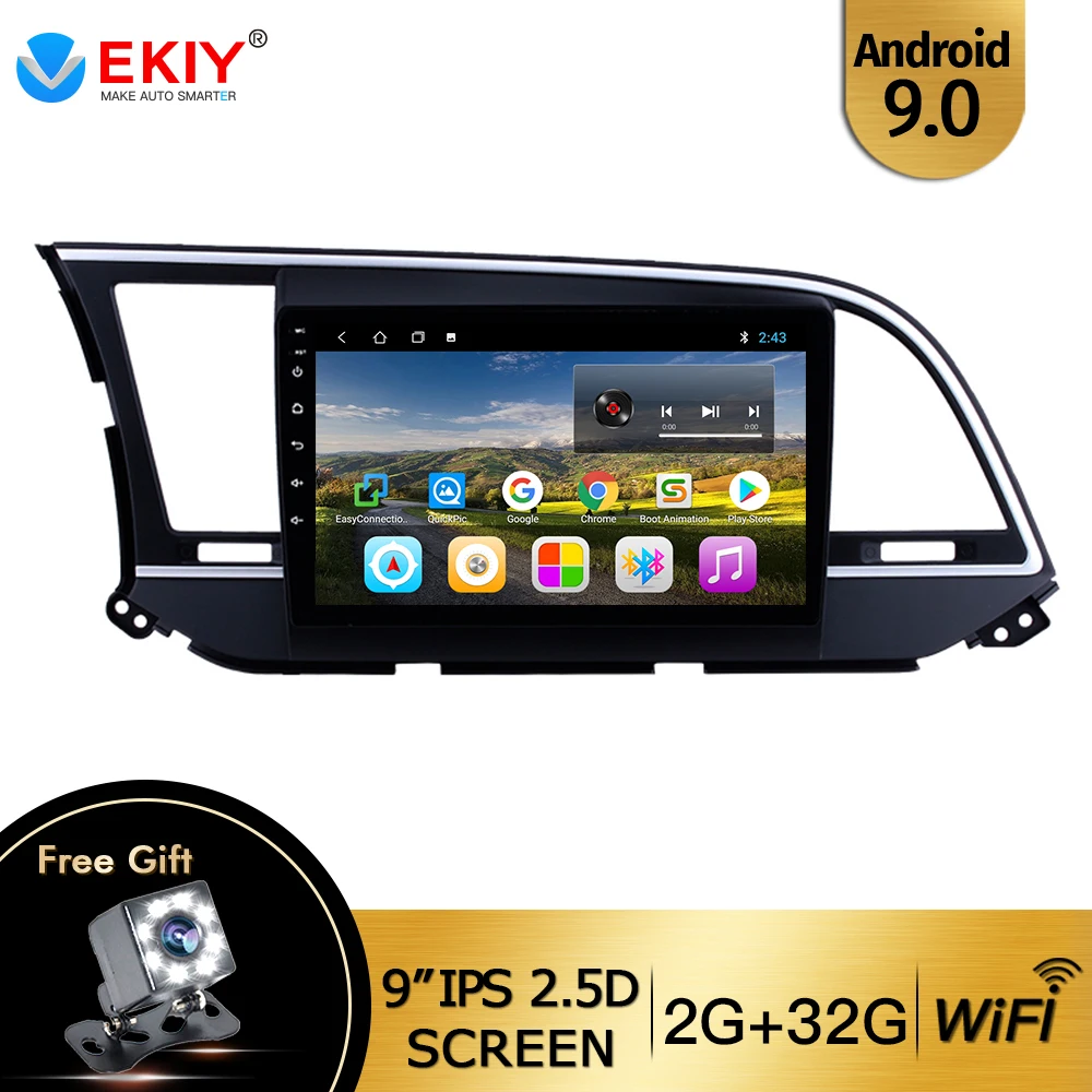 EKIY 9 &quotAndroid 0 автомобильное радио для HYUNDAI ELANTRA 2016 2017 2018 2019 2020 Мультимедиа Стерео DVD