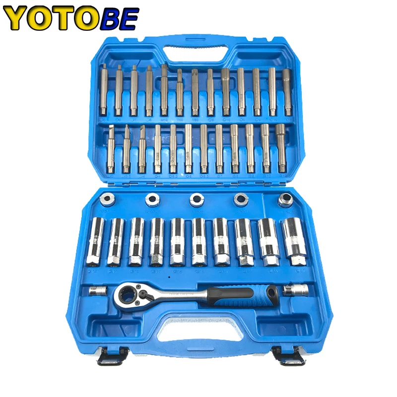 

43pcs Steering Hub Suspension Shock Absorber Strut Nut Removal Tool Socket Kit Ratchet Sockets Set