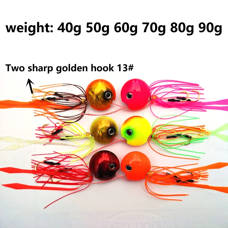 40g/50g/60g/70g/80g/90g Colorful Lead Octopus Jig Head With Silicone Skirt Buzzbait Saltwater Fishing Lure Artificial Hard Bait 40g/50g/60g/70g/80g/90g Colorful Lead Octopus Jig Head With Silicone Skirt Buzzbait Saltwater Fishing Lure Artificial Hard Bait