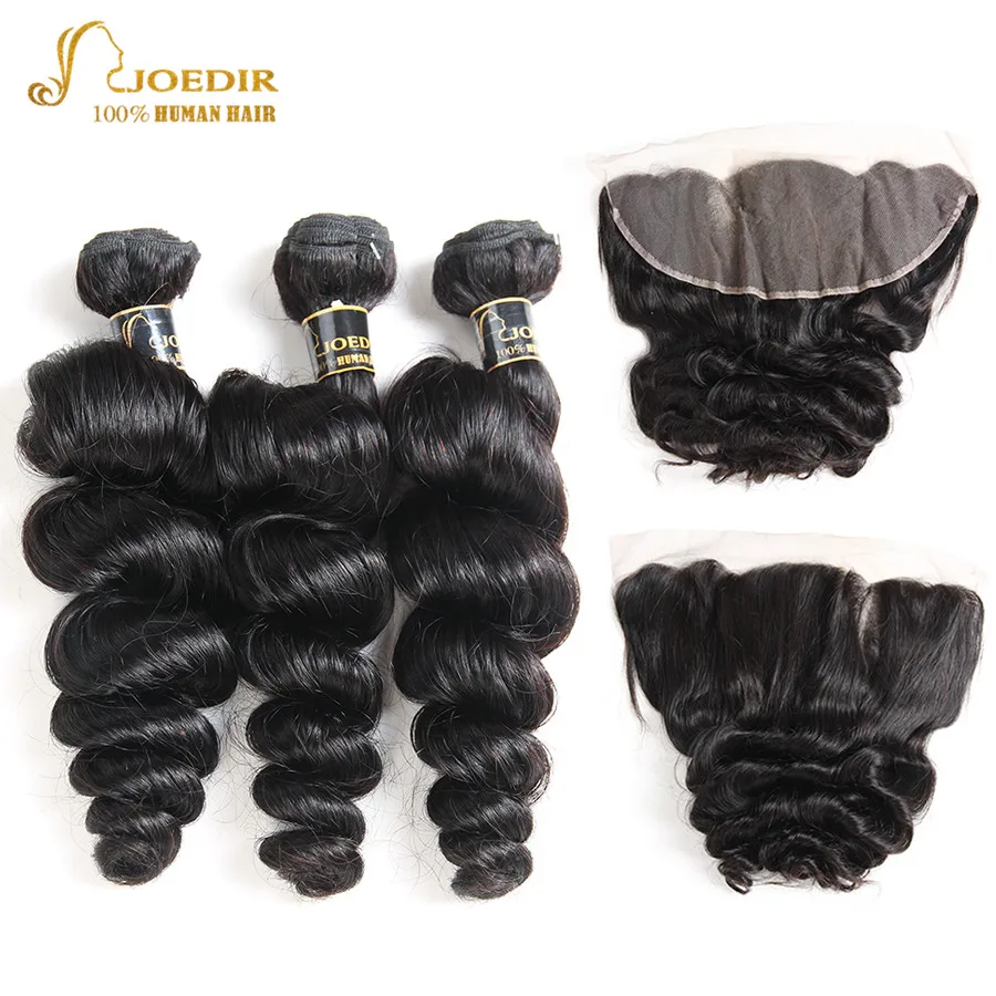 

Joedir Loose Wave Bundles With Frontal Peruvian Hair Bundles With Closure Human Hair Weave Non Remy 3 Bundles With Closure