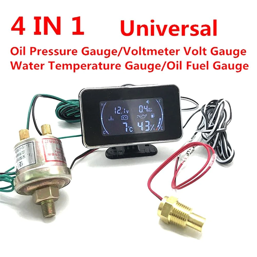 NEW 4IN1 Car Oil Pressure Gauge＋Voltmeter＋Water Temperature Gaug＋Oil Fuel Gauge 
