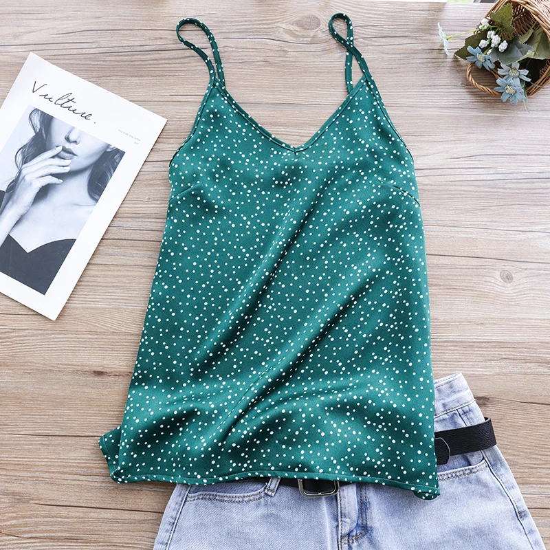 Polka Dot Summer Women Tank Top Sexy Halter V Neck
