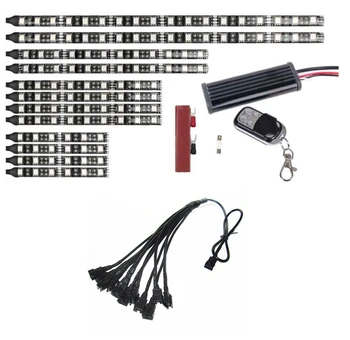 

12Pcs Motorcycle RGB Glow Light Strip LED Flashing Strip Light Glow Neon Wireless Remote Motorcycle New Car Light