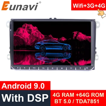 

Eunavi 2 din Android 9.0 Car Radio GPS for VW Passat B6 CC Polo GOLF 5 6 Touran Jetta Tiguan Magotan Seat 9'' screen with button